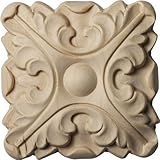 Ekena Millwork ROS03X03ACAL Acanthus Rosette, 3 1/2-Inch x 3 1/2-Inch x 5/8-Inch, Alder by Ekena Mil