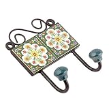 IndianShelfハンドメイドArtistic Heavy Duty Cast IronホワイトCrackle壁リビングルーム用フックコート帽子ハンガー グリーン