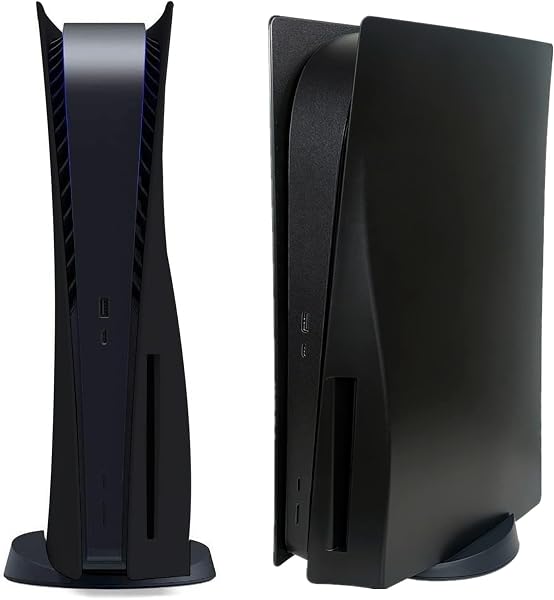 ディスクエディションフェイスプレートカバースキンシェルパネルPS5コンソール用、PlayStation 5保護シェル交換用フェイスプレート用アクセサリー (ブラック) - 1