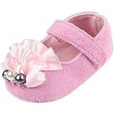 ガールズ可愛いプリンセスシューズ　女の子赤ちゃんフォーマル靴　綺麗花　マジックテープ付き　綿布　結婚式入園式発表会　誕生日プレゼントギフト　ピンク　11cm　0-6ヶ月に対応　秋春夏