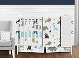 Sweet Jojo Designs 9-Piece Turquoise and Navy Blue Safari Animal Mod Jungle Baby Boy or Girl Crib Be