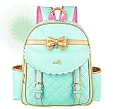 EURO SKY Children School Backpack Bags for Girls Students PU Leather Green Large [並行輸入品]