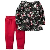 カーターズ（Carter's）女の子用ブラック花柄長袖チュニックx赤レギンス上下2点セット (24months(83-88cm)) [並行輸入品]