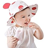 【ルリジューズ】 Religeuses ベビー ハット 赤ちゃん 帽子 日焼け 防止 UV カット 乳児用 水玉 つば 付き (赤)