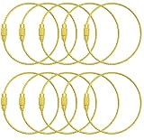 VIEAURA ワイヤーリング ゴールド 10個セット ステンレス ネジ式 キーホルダー アクセサリー ハンドメイド 長さ15cm