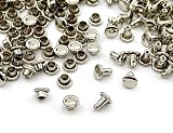 1「両6並」 100組入 両面カシメ 頭6mm 足5mm カシメ 6mm カシメセット 革細工金具 かしめ カシメ金具 レザークラフト 留め具 頭径6mm 足5mm,ニッケルシルバー