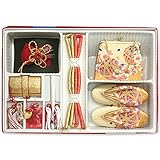 七五三 5歳用 お子様飾り小物セット 女児 はこせこセット 高級金襴織 クリーム地に折れ縞と金ぼかし 桜手毬 No.19