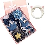 NAKIQ 可愛いヘアピン ベビー小物 ヘアアクセサリ アクセサリー ブティック ヘアボール 4色+猫耳 ヘアバンド カチューム 洗顔 (ブルー)