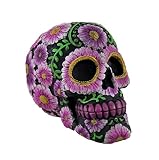 樹脂Toy Banksフローラル死者の日ブラックandピンクシュガースカルコインバンク5.25 X 4.25 X 3.75インチブラックモデル# 2667