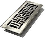 Decor Grates AJ412-NKL 4-Inch by 12-Inch Oriental Floor Register, Solid Brass, Brushed Nickel Finish