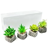 TOSSOW 人工多肉植物 ミニ 人工観葉植物 枯れない インテリア 4点セット 石形