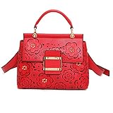 LWK レディーズハンドバッグ、トップハンドル、サッチェルトートバッグ、ショルダーバッグ、女性用PUレザーハンドバッグ KK350 (赤)