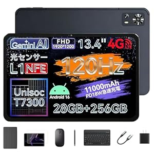 LZF ZPad2 タブレット 13インチ SIMフリー Android16 Unisoc T7300 28GB RAM 256GB ROM 11000mAh