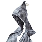 [モノジー] MONOZY 子供 用 ニット帽 マフラー リブ ニット フードマフラー ボンボン ニットキャップ 防寒 フード 帽子 (3) グレー)