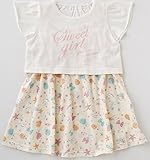 (チャックル) chuckle *スウィートガール*フレア袖Tシャツ&シェル柄キャミワンピースセット クリーム 80cm P3251-80-40