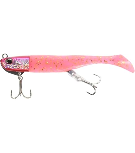 Duo Beach Walker Howl Fishing Lure - 0.7 Oz (21g) Pink/Pink Glow, Ready-to-Fish Jig Head & Worm Combo - View #9