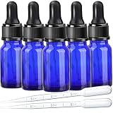 Teenitor 遮光ビン 10ml 5本 スポイト付き 青色 アロマ用 精油小分け