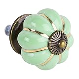 SODIAL(R) 8デザインのパンプキン　磁器のノブ　家具のハンドル　ノブ　豪華　緑