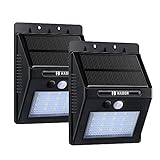 Habor 400 Lumens 20 LED Solar Powered Motion Sensor Light with Two Sensing Modes, Black, 2-Pack [並行輸