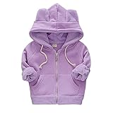 Karchi　赤ちゃん　少女　衣装　フード付き　ストライプ　ファッション　カジュアル　ガールズ　ボーイズ　ロングスリーブ　パーカー　暖かい　冬のコート子供の子供ジャケット (100, 紫)