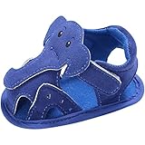 (カエルフロッグ)ベビーサンダル　可愛い　象　モチーフ　男児のサンダル　つま先　保護　男の子の靴　柔らかい　綿布　ソフト底の靴　軽量　快適　マジックテープ付け　赤ちゃんの歩行靴　ブルー　0-6ヶ月に対