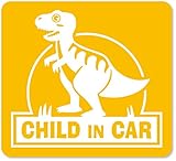 imoninn CHILD in car ステッカー　【マグネットタイプ】　No.71　ティラノサウルスさん　（黄色）