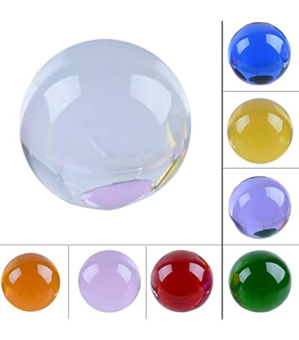 Amazon.co.jp: 多色透明 水晶玉 60mm クリスタルボール 装飾品 (紫色