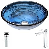 ソアーヴェシリーズdeco-glass容器シンクでサファイアWisp with Enti蛇口でクロム