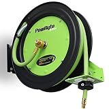 PowRyte 500017 Elite Retractable Air Hose Reel with 3/8-Inch by 25-Feet Rubber Air Hose by PowRyte