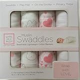 スワドルデザインズ (SwaddleDesigns) おくるみ モスリン ピンク 4枚セット（並行輸入品） [並行輸入品]