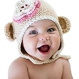 ベビーガールズ冬暖かい帽子幼児かぎ針編み花キャップ
