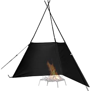 DOD(ディーオーディー) タキビノムコウ 幅調整可能な ティピー型 ウィンドスクリーン WS3-786-BK