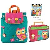 Stephen Joseph Girls Quilted Owl Backpack and Lunch Box with Coloring Activity Pad [並行輸入品]