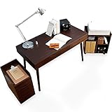 机 デスク pc パソコンデスク 幅120cm 木製 収納 引き出し チェスト 3点セット ブラウン