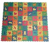 72ピース教育パズルPlay Mat :動物園、ファーム、and Sea Life動物テーマパターンon a Non Toxic Multi Colored Foam Floorパズルマットfor K