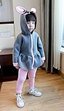 Candykids ガールズコート キッズコート 温かいコート おでかけコート 可愛すぎ 女の子 ピンク コート  可愛いうさぎの帽子付き　可愛すぎジャケット (90cm, グレー)