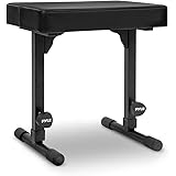 Pyle Adjustable Bench Portable Stool for Electronic Digital Keyboard Pianos, 4 Non Skid Sleeves, High Density Foam Padded Sea