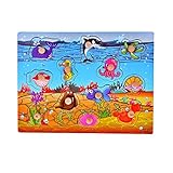 Rolimateデラックスクラシック12ピース木製の海洋動物のペグパズルバンドルの形のおもちゃ