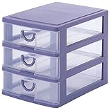 サンコープラスチック 小物収納3段 エルピス 幅25.2×奥35×高28cm ストーンブルー