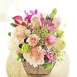 [AF128]デザイナーズフラワーアレンジメントSサイズ　Girlishness（ピンク系）＜　誕生日祝い　結婚祝い　結婚記念日　出産祝いに　＞