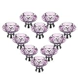 Eruner 30mm Diamond Shape Crystal Glass Cabinet Knobs Pull Handle for Kitchen Cupboard(Purple,pack o