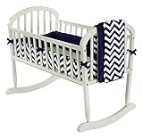 ベビードール寝具Minkyシェブロンクレードル寝具セット、海軍