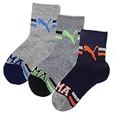 [プーマ] PUMA 靴下 キッズ 三足組 セット 男の子 子供用 ソックス ジュニア 小学生 中学生 ショートソックス クルー 足首
