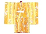 加工済 七五三 着物 3歳 女の子 総柄の三ツ身の着物（合繊） 単品「黄色 桜」TMK829