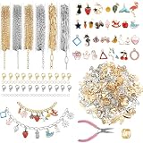Acidea DIYアクセサリーチャームセット 378個チャーム パーツ ステンレススチールチェーン ハンドメイド ネックレス/イヤリング/ペンダント飾り ジュエリー DIY 手作りアクセサリー 贈り物 飾り物 工芸品