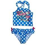 ベビー水着 女の子用 セパレート 水着 ベビーサイズ 水泳用 ドット柄 水遊び 海 プール サックス 95