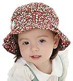 (コ-ランド) Co-land ベビー ハット つば広 赤ちゃん キッズ帽子 子供サンバイザー バケットハット 花柄 女の子 UVカット キャップ 日焼け防止 レッド