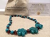 Jade Flower 12.5 Inch Baltic Amber Teething Necklace Cherry Turquoise for Babies, Baby, Toddler, Chi