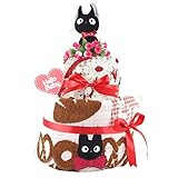 おむつケーキ ジジ 魔女の宅急便 ジブリ 2段 出産祝い ベビーギフト タオル ガラガラ スタイ ぬいぐるみ jiji6