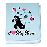 CafePress – I Heart My MomパンダBaby Blanket – スーパーソフトベビー毛布、新生児おくるみ 標準 ブルー 083990028525CD2